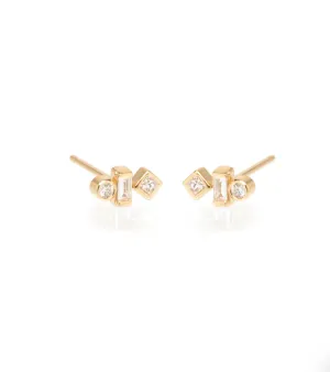 14KY Mixed Cut Diamond Studs