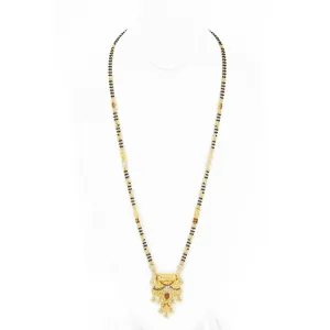 22K Multi Tone Gold Mangalsutra Chain W/ Meenakari Design Pendant