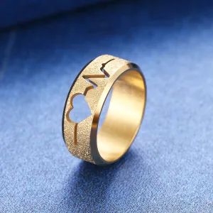 316L Stainless Steel  Simple Matte Fashion ECG Design Rings