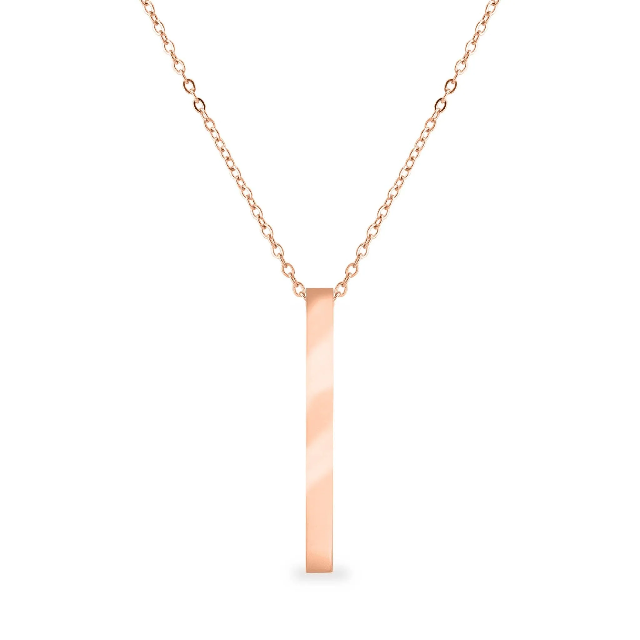 4 Sided Vertical Bar Polished Stainless Steel Necklaces