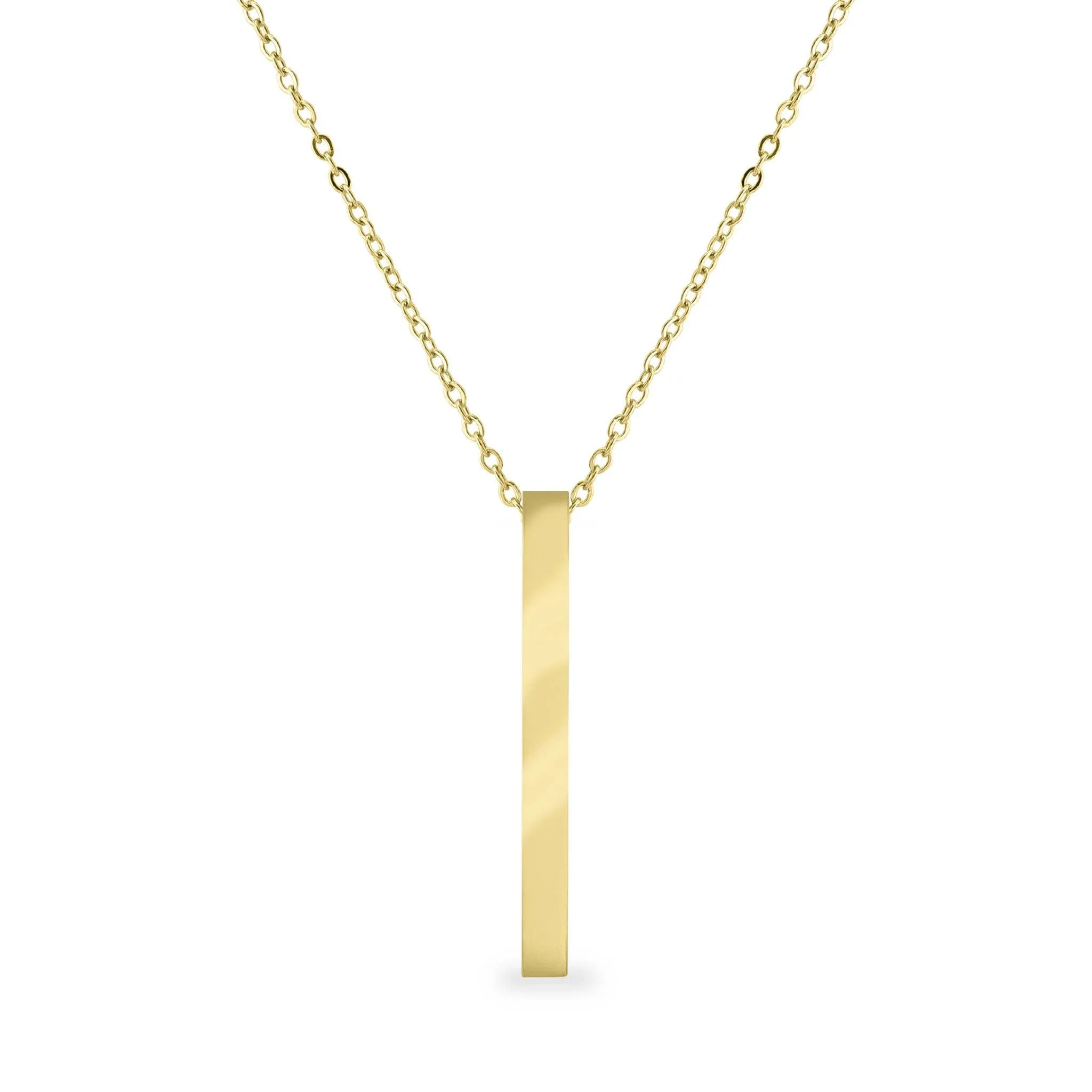 4 Sided Vertical Bar Polished Stainless Steel Necklaces