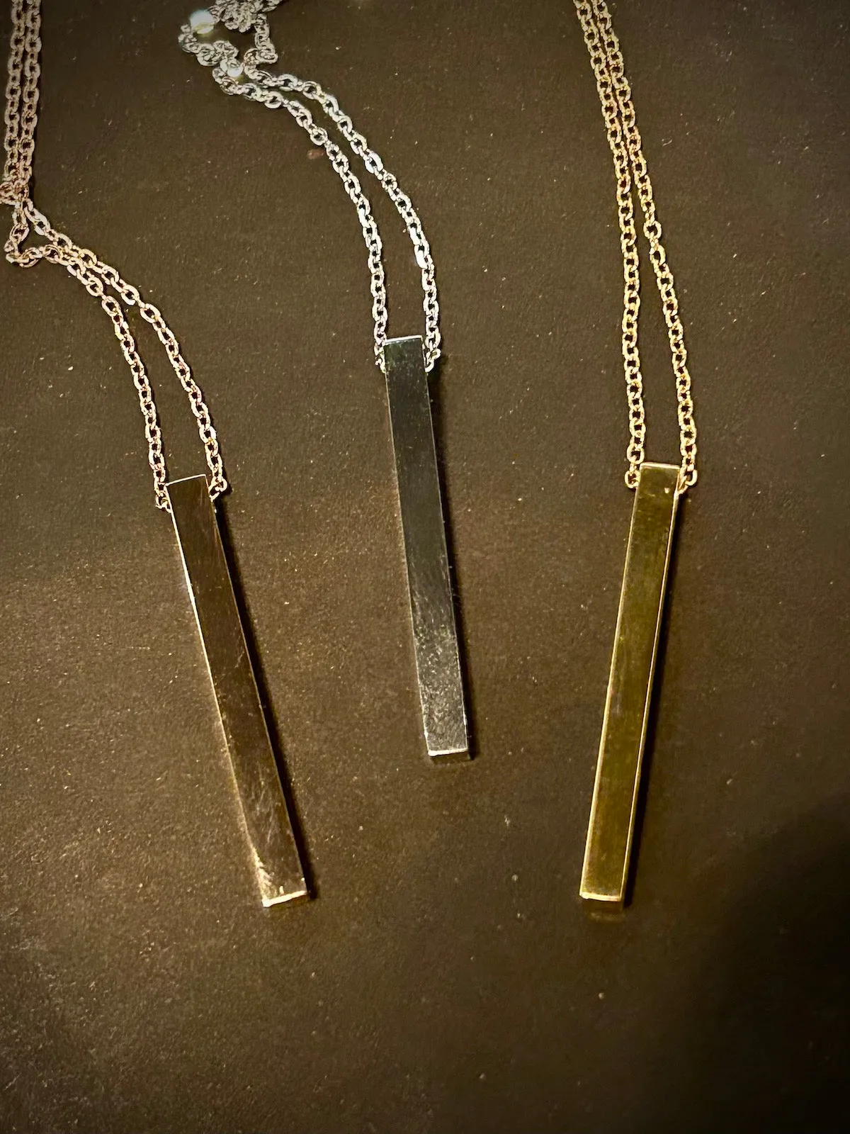 4 Sided Vertical Bar Polished Stainless Steel Necklaces