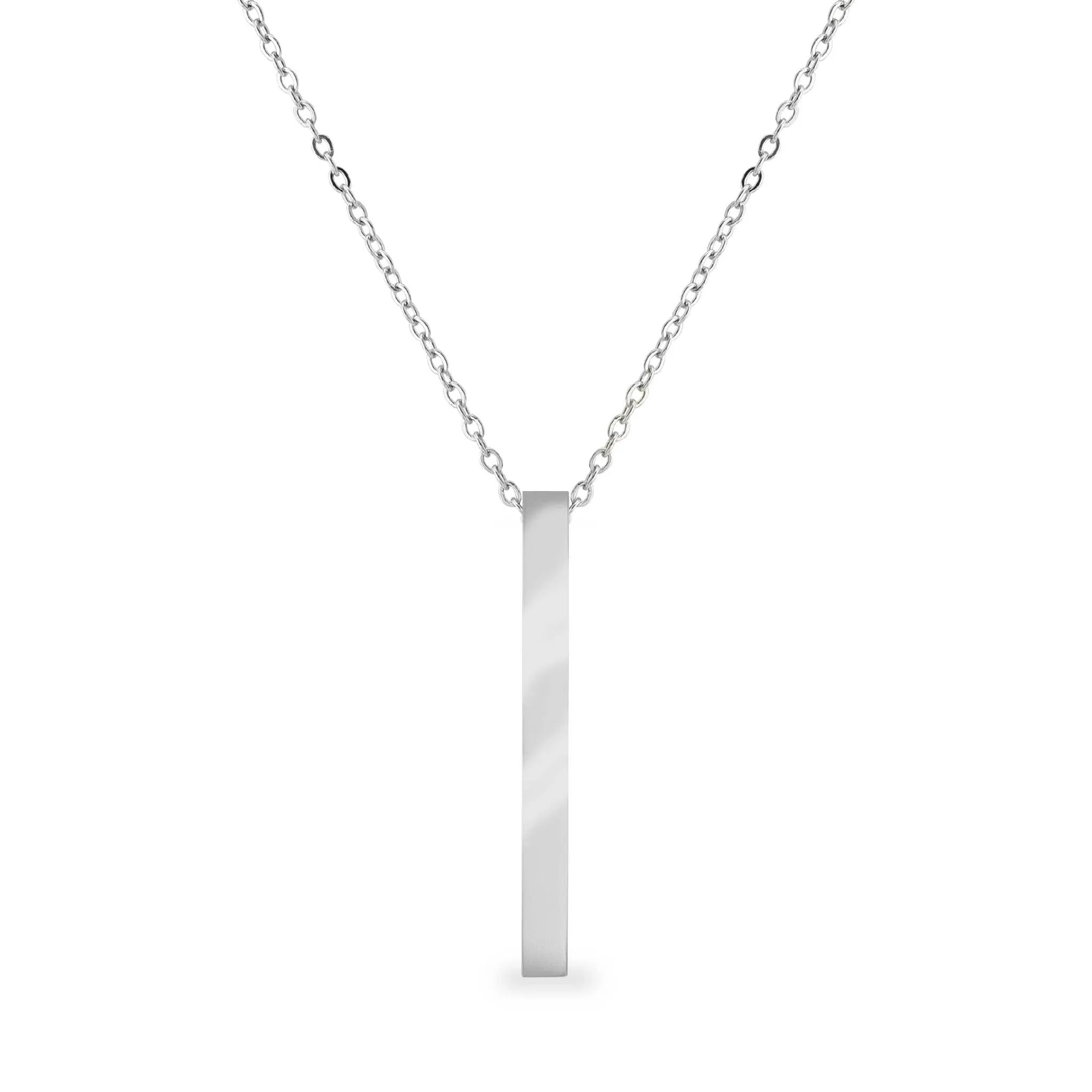 4 Sided Vertical Bar Polished Stainless Steel Necklaces