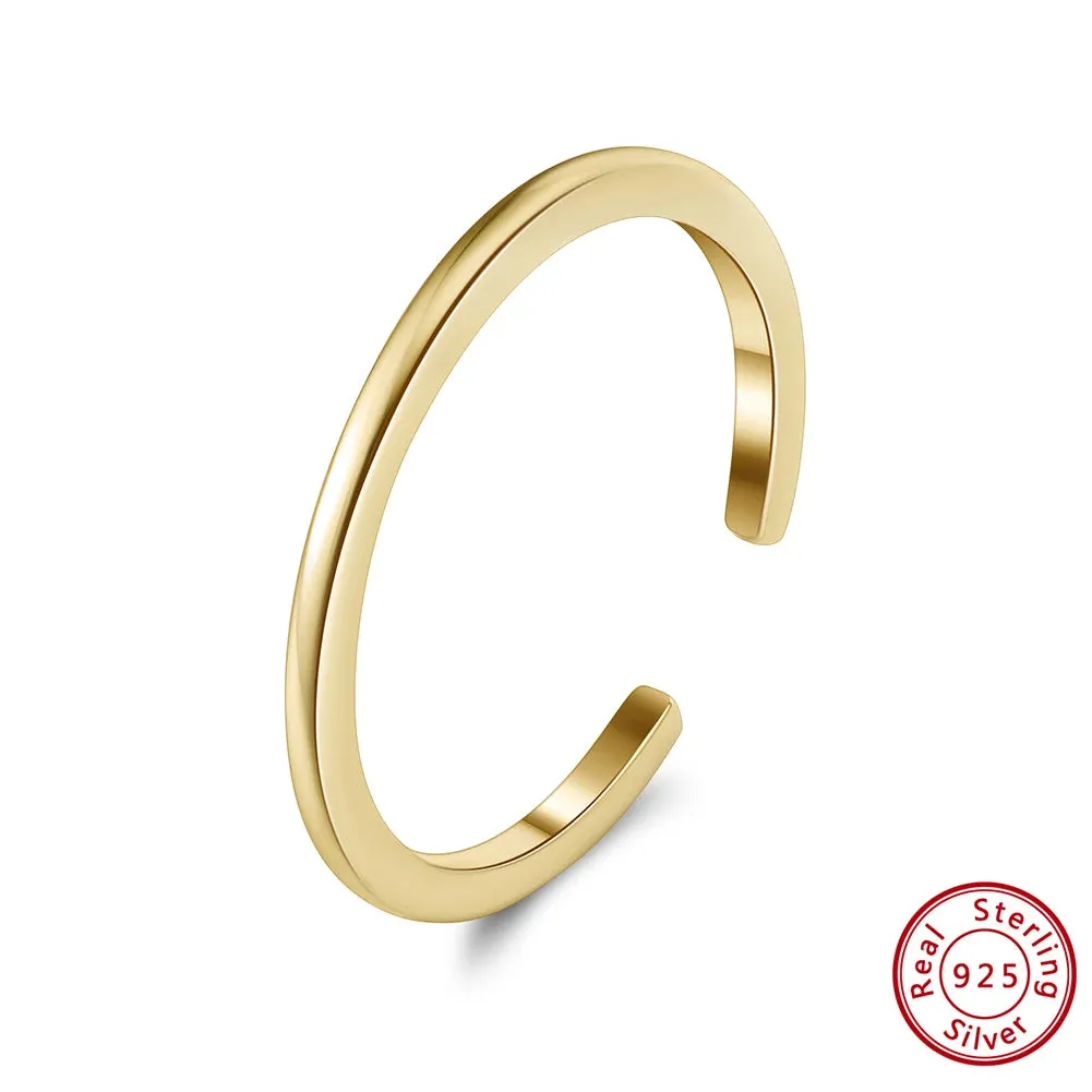 925 Sterling Silver Minimalism Tiny Stacking Finger Rings for Women