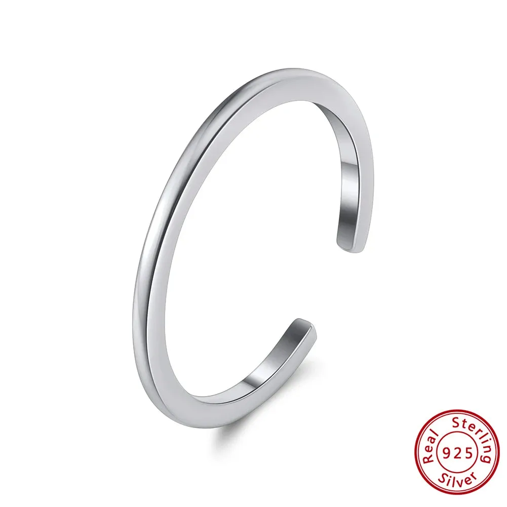 925 Sterling Silver Minimalism Tiny Stacking Finger Rings for Women