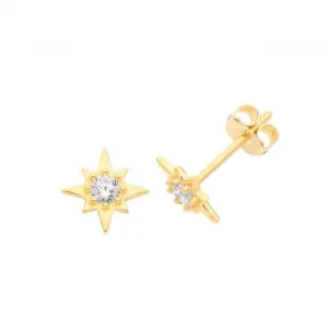 9ct Yellow Gold Zirconia Star Studs ES700