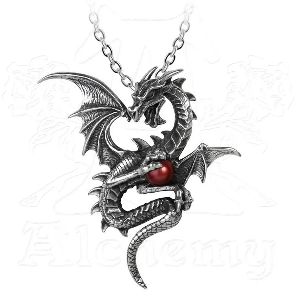 Alchemy Gothic AETHERA DRACONEM Ether Dragon NECKLACE, Pagan Elemental Guardian