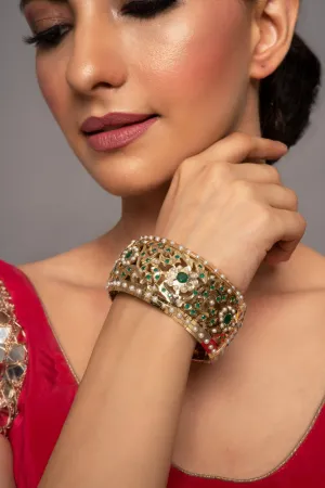 Amaira Green Broad Jadau Openable Kada