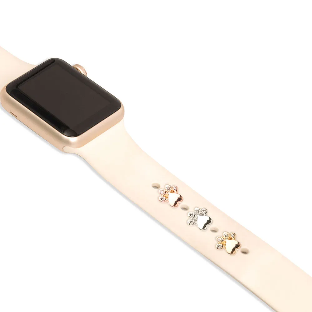 Apple Watch Band Decorative Charms Metal Diamond Bear Paws Decorative Rings Loops