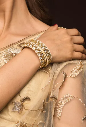 Ara Gold Plated Openable Pearl and Kundan Bangle Pair