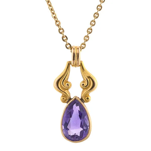 Art Nouveau Amethyst Pendant Necklace