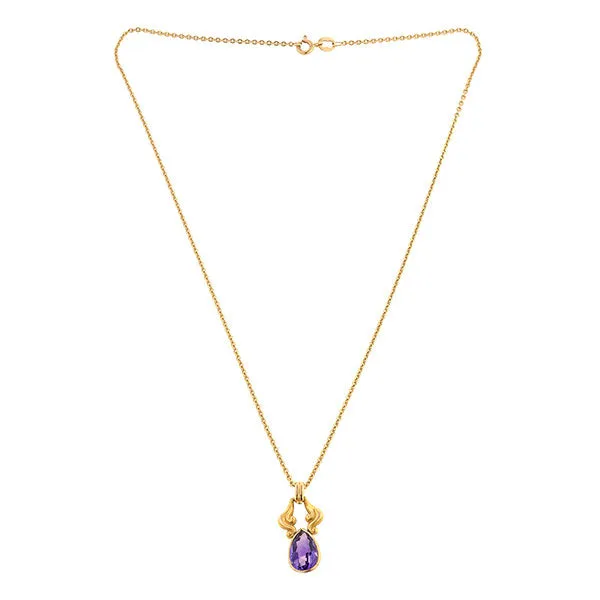 Art Nouveau Amethyst Pendant Necklace