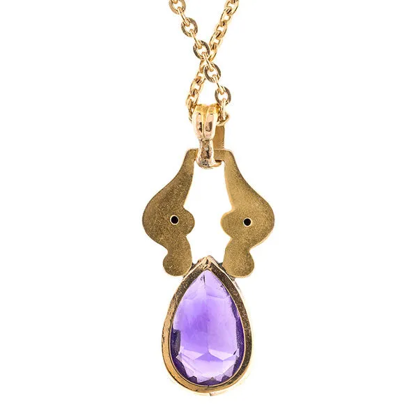 Art Nouveau Amethyst Pendant Necklace