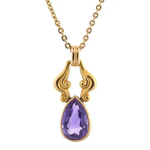 Art Nouveau Amethyst Pendant Necklace