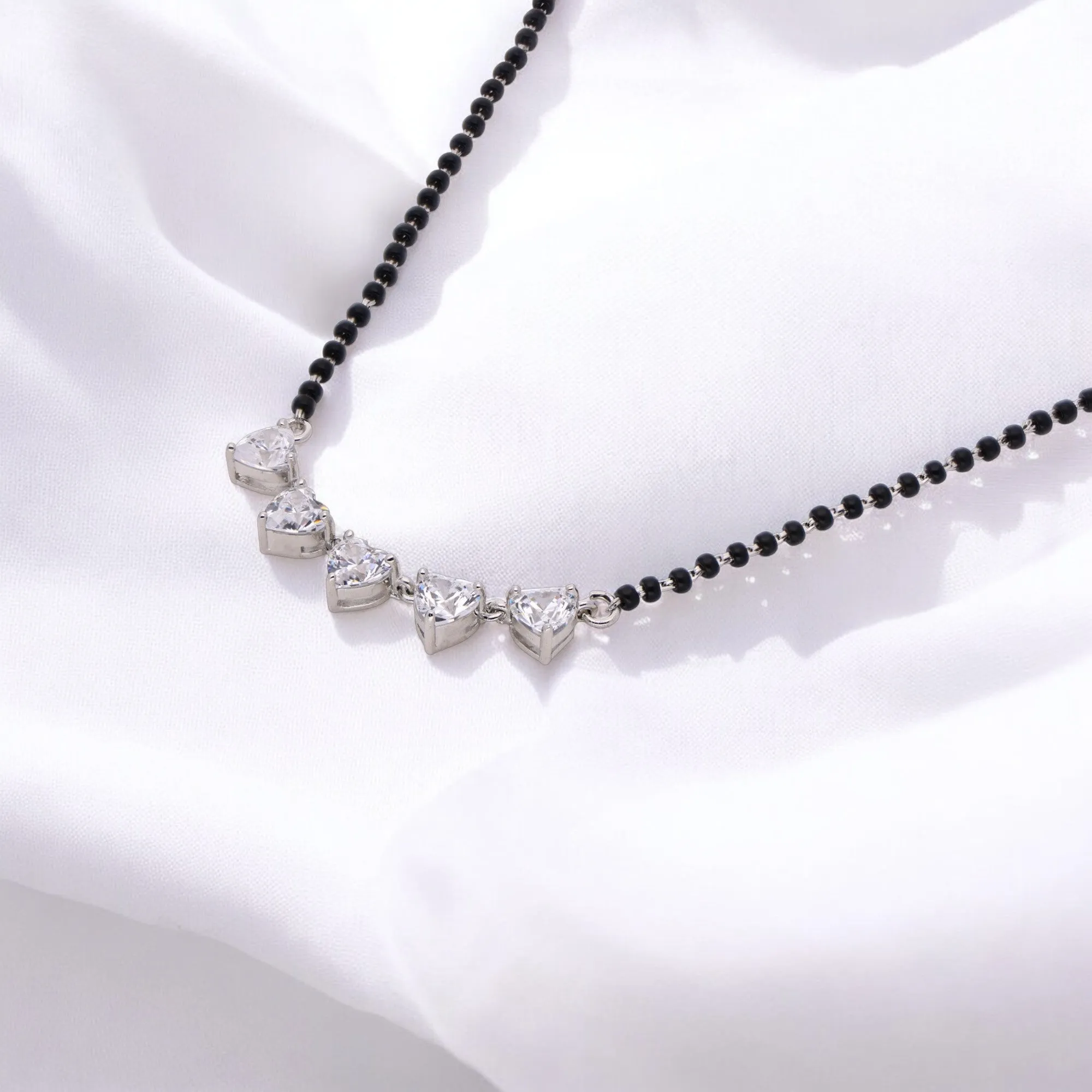Astra Trilliant Cluster Mangalsutra in Sterling Silver | SKU : 0003535431