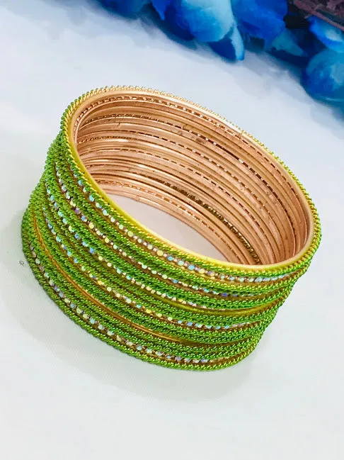 Attractive Green Colored Traditional Ethnic Wear Bangles For Women