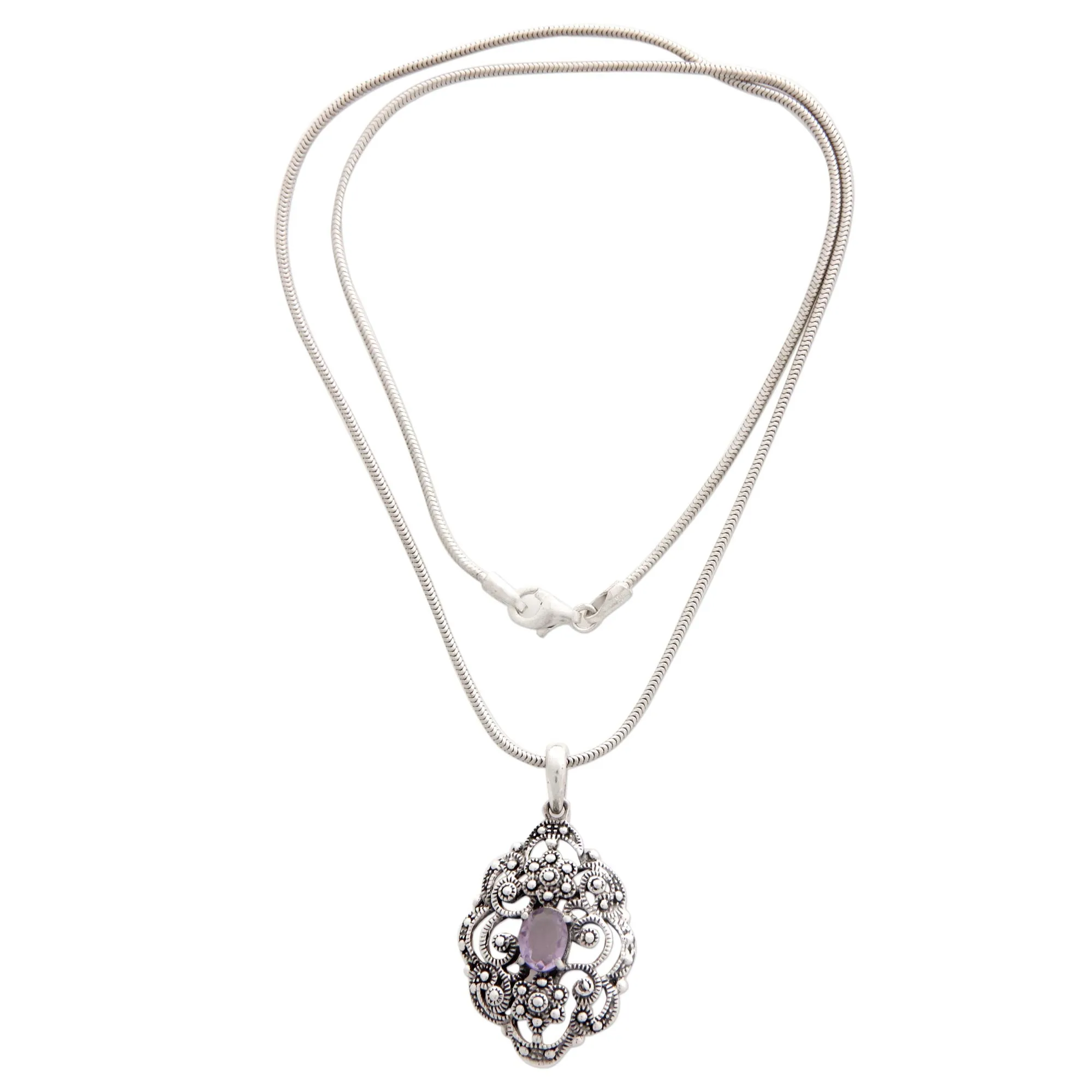 Balinese Romance Amethyst pendant necklace
