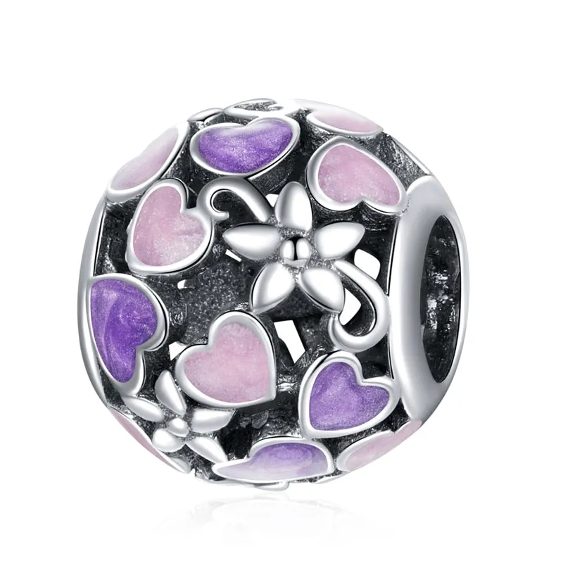 BAMOER Genuine 925 Sterling Silver Amethyst and Pearl Collection Charms Stone Charm Bracelet Necklace Pendant DIY Vintage Design Fine Jewelry