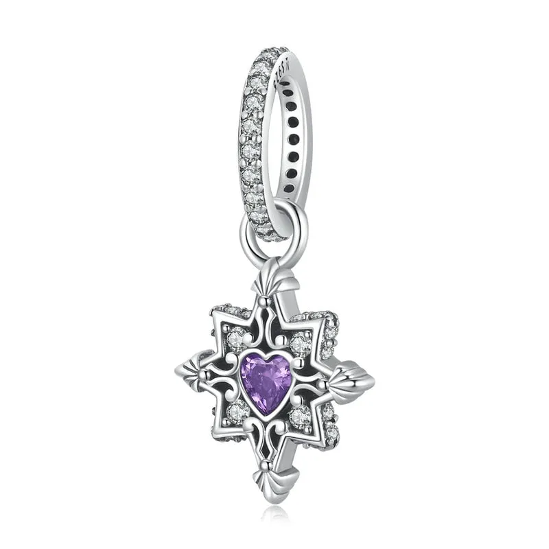 BAMOER Genuine 925 Sterling Silver Amethyst and Pearl Collection Charms Stone Charm Bracelet Necklace Pendant DIY Vintage Design Fine Jewelry