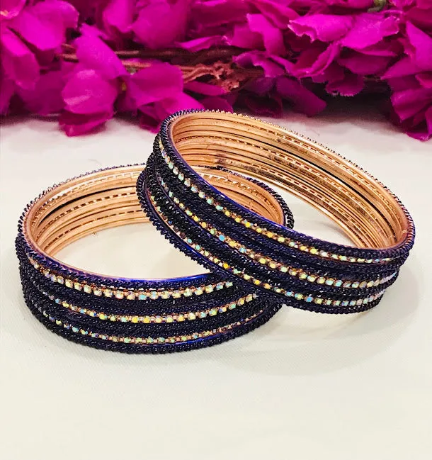 Beautiful Dark Blue Colored Traditional Wear Bangles For Women