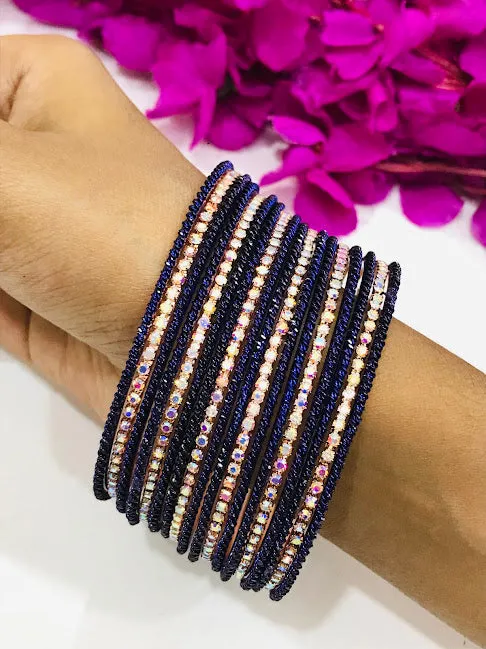 Beautiful Dark Blue Colored Traditional Wear Bangles For Women