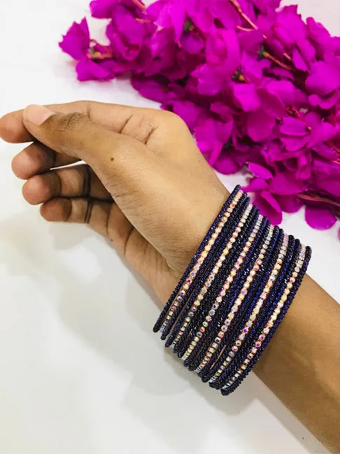 Beautiful Dark Blue Colored Traditional Wear Bangles For Women