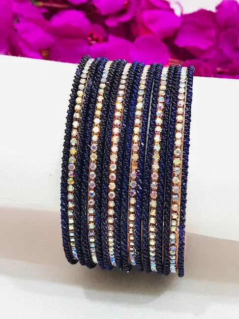Beautiful Dark Blue Colored Traditional Wear Bangles For Women