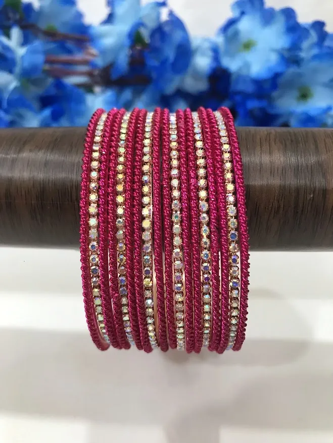 Beautiful Pink Colored Traditional Wear Metal Bangles For Women