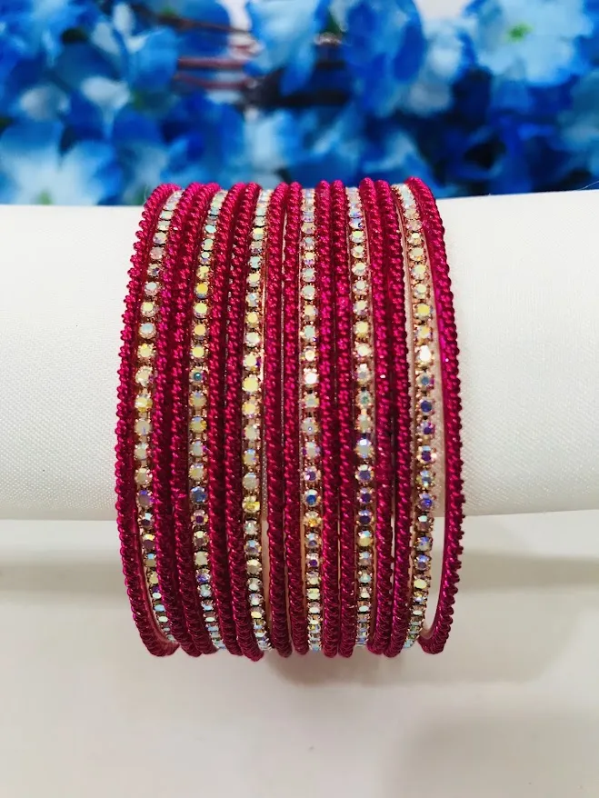 Beautiful Pink Colored Traditional Wear Metal Bangles For Women