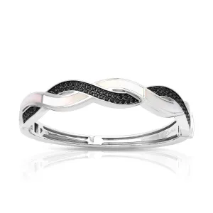 Belle Etoile Pirouette Bangle - White Mother-of-Pearl & Black Stone