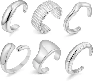 BOMAIL 6Pcs Chunky Gold Cuff Bracelet for Women Vintage Acrylic Open Wide Statement Bangle Bracelets Twisted Hammered Cuff Bracelets for Women