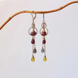 Bordeaux - Tourmaline Gold Drop Earrings