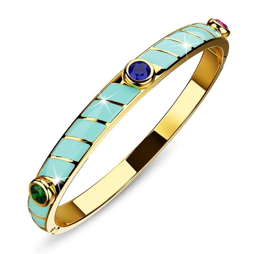 Boxed Luminous Enamel Gold 3 Bangles Set