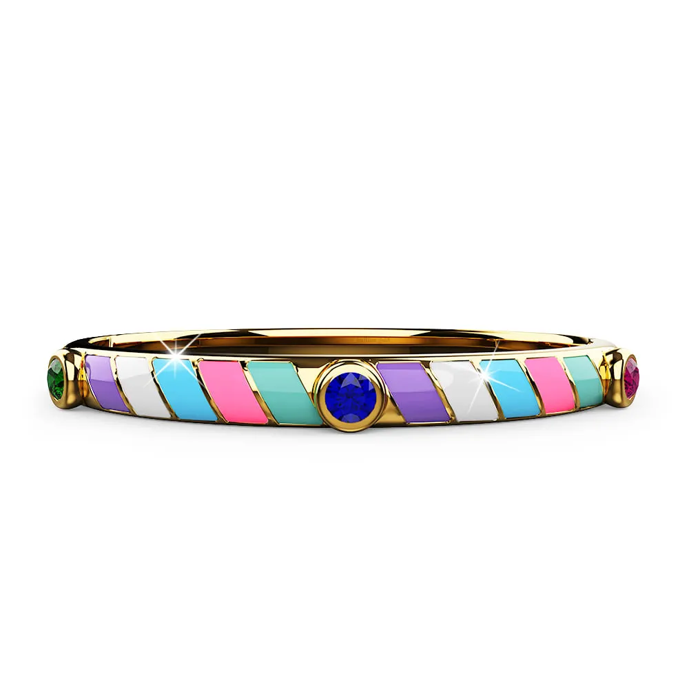 Boxed Luminous Enamel Gold 3 Bangles Set
