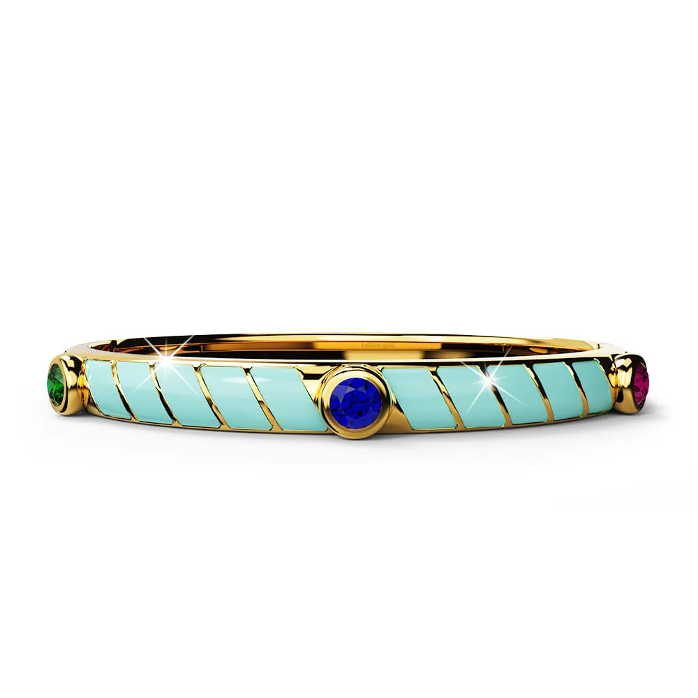 Boxed Luminous Enamel Gold 3 Bangles Set