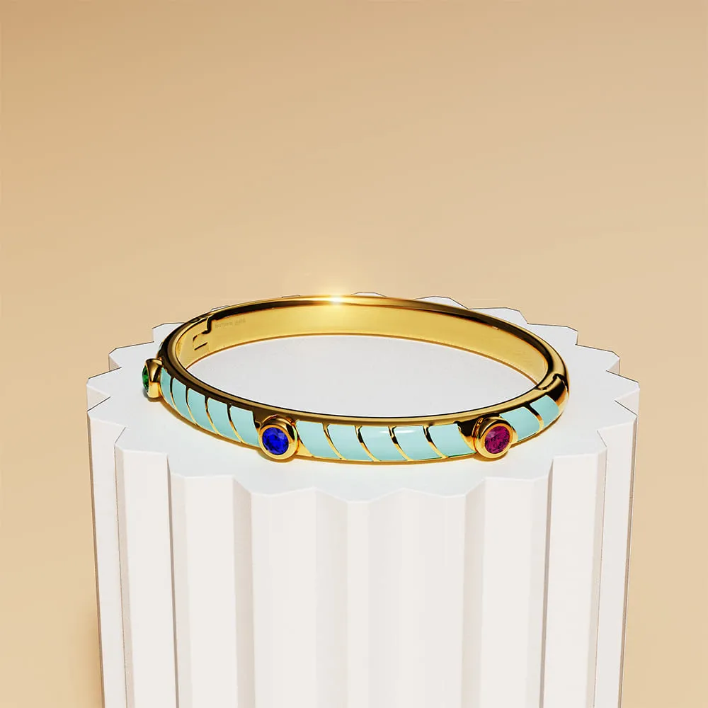 Boxed Luminous Enamel Gold 3 Bangles Set