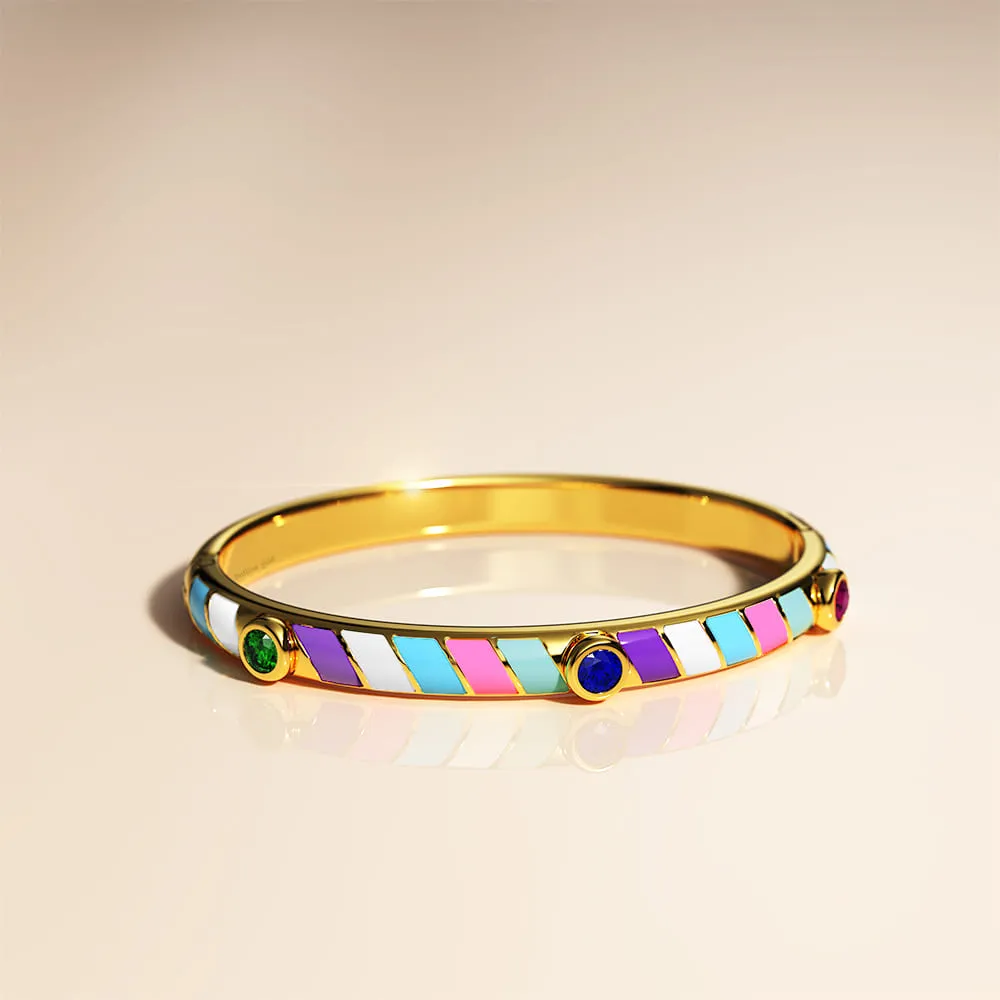 Boxed Luminous Enamel Gold 3 Bangles Set