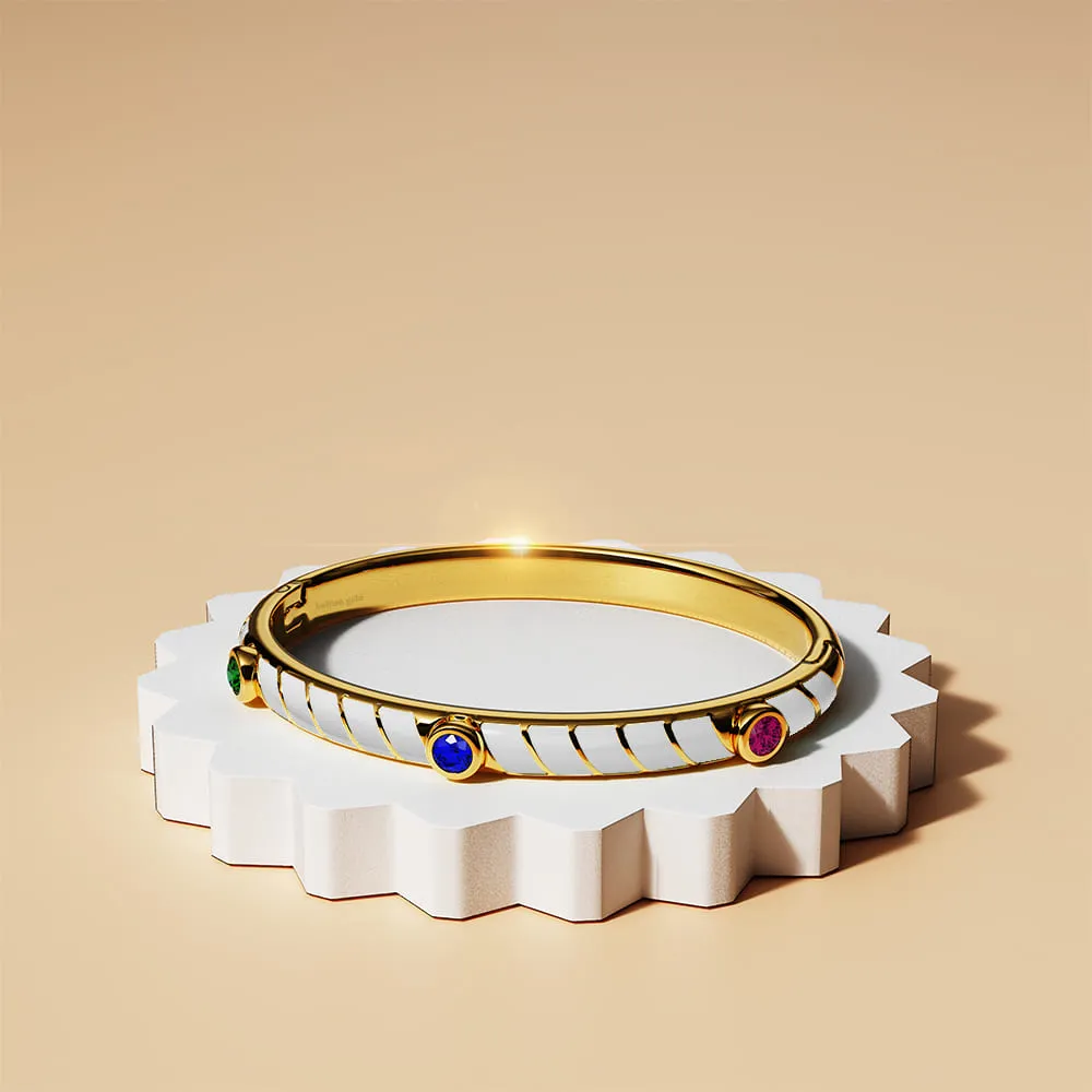 Boxed Luminous Enamel Gold 3 Bangles Set