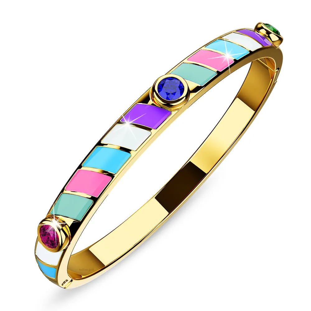 Boxed Luminous Enamel Gold 3 Bangles Set