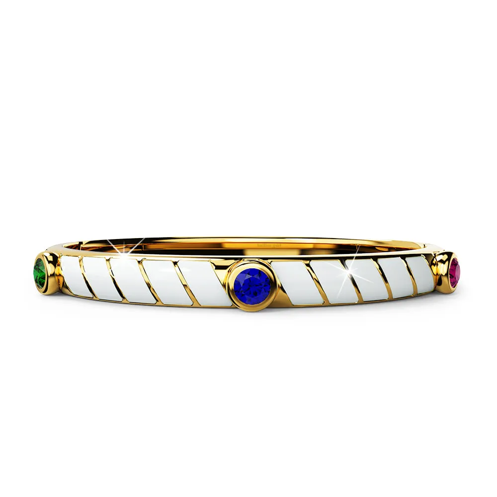 Boxed Luminous Enamel Gold 3 Bangles Set