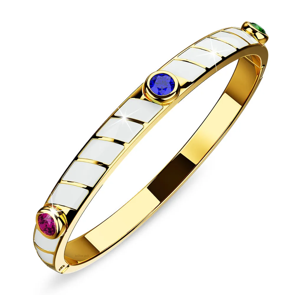 Boxed Luminous Enamel Gold 3 Bangles Set