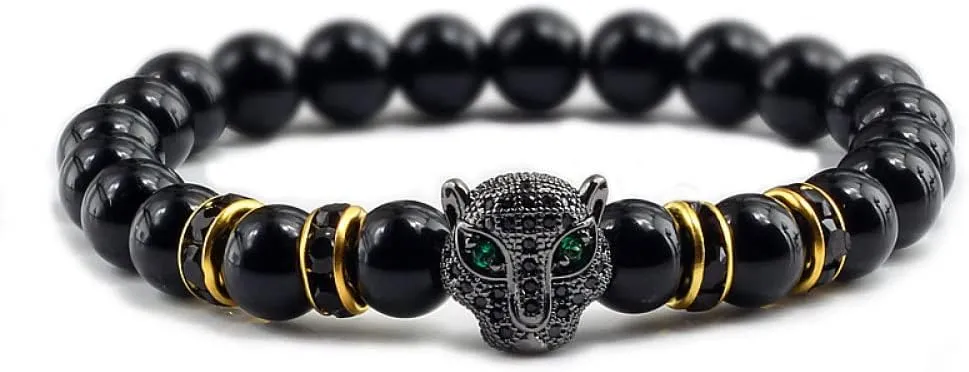 Bracelet Men Black Lava Healing Balance Beads Reiki Buddha Prayer Natural Stone Yoga Bracelet For Women,Light,Gun Black 3