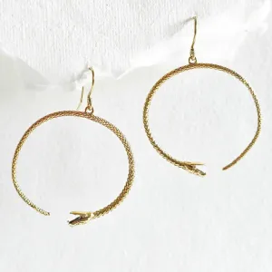 Brass Cobra Snake Delicate Hoop Earrings