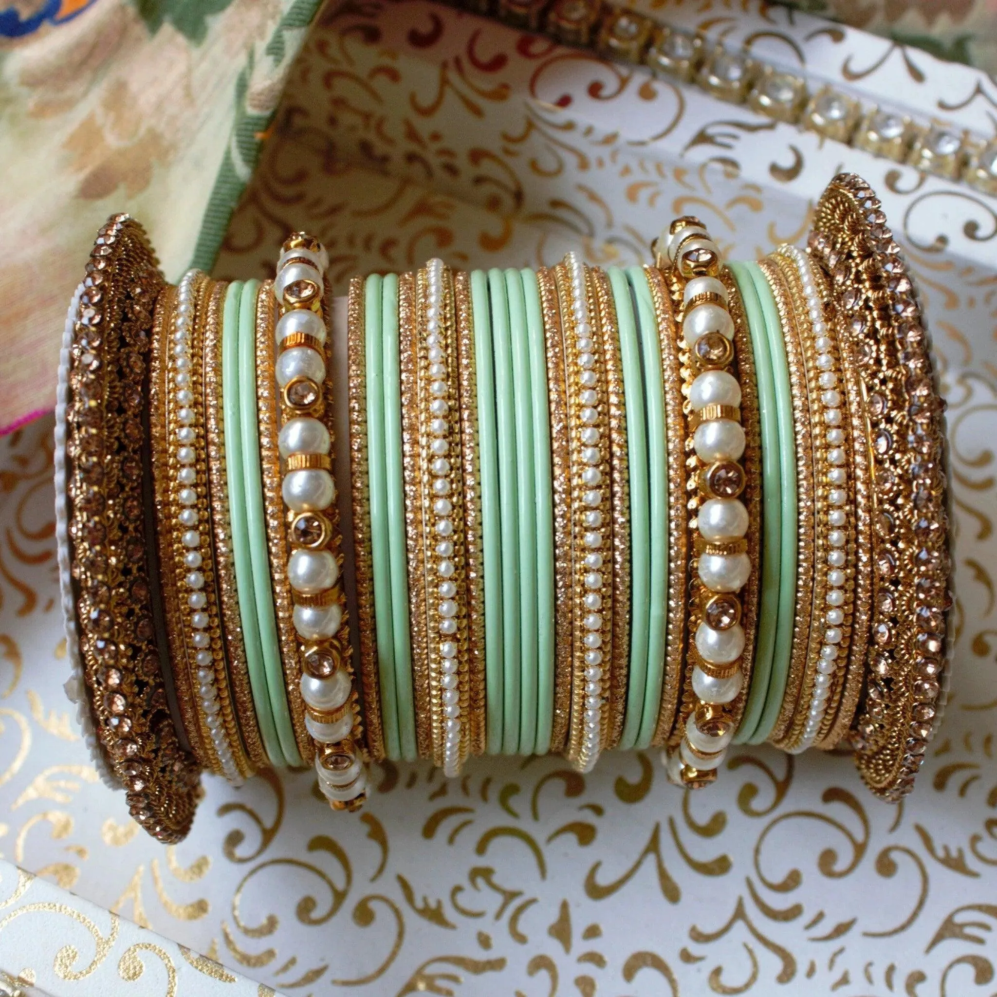 Bridal Bangles Set with Pacheli Kada, Bridal Bangles