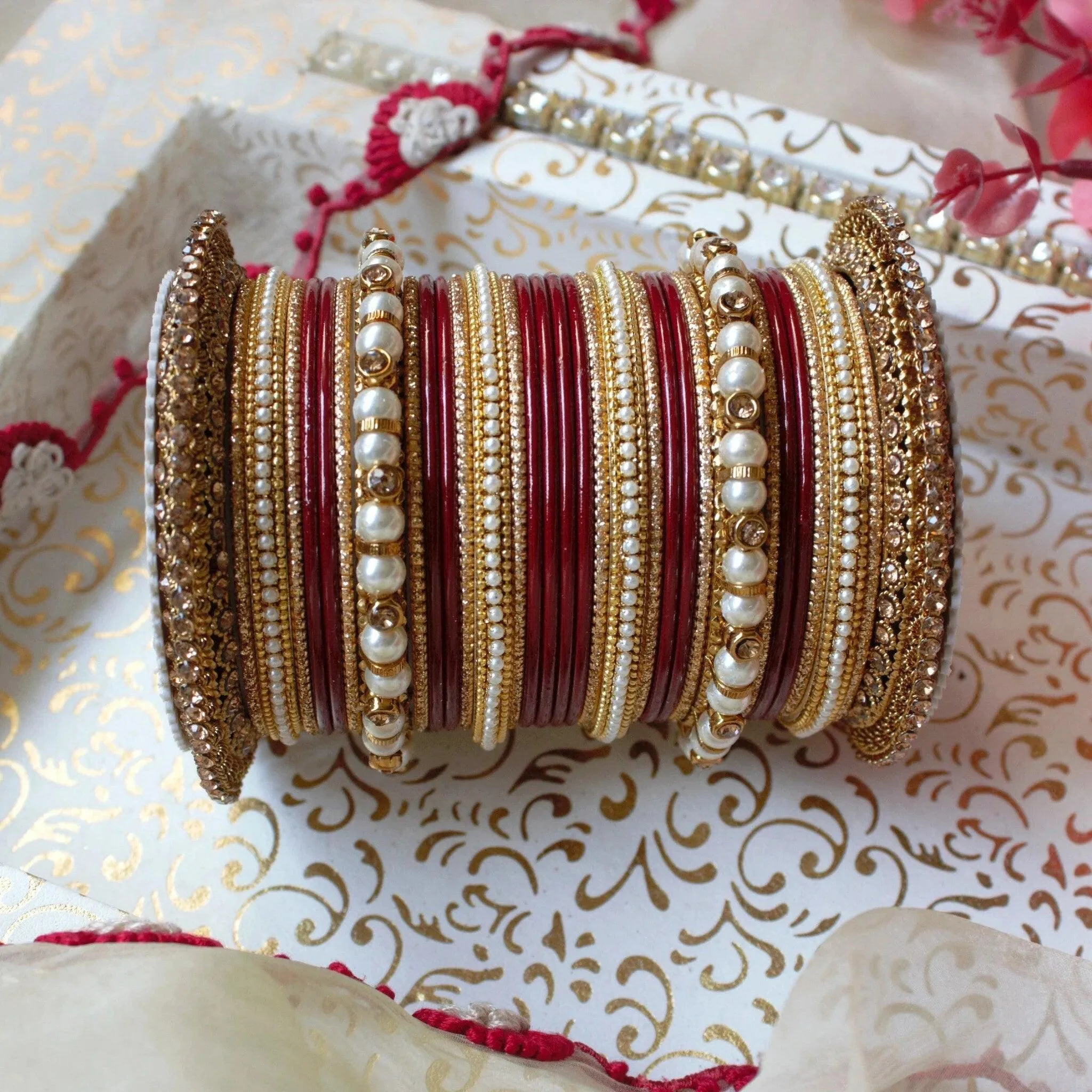 Bridal Bangles Set with Pacheli Kada, Bridal Bangles