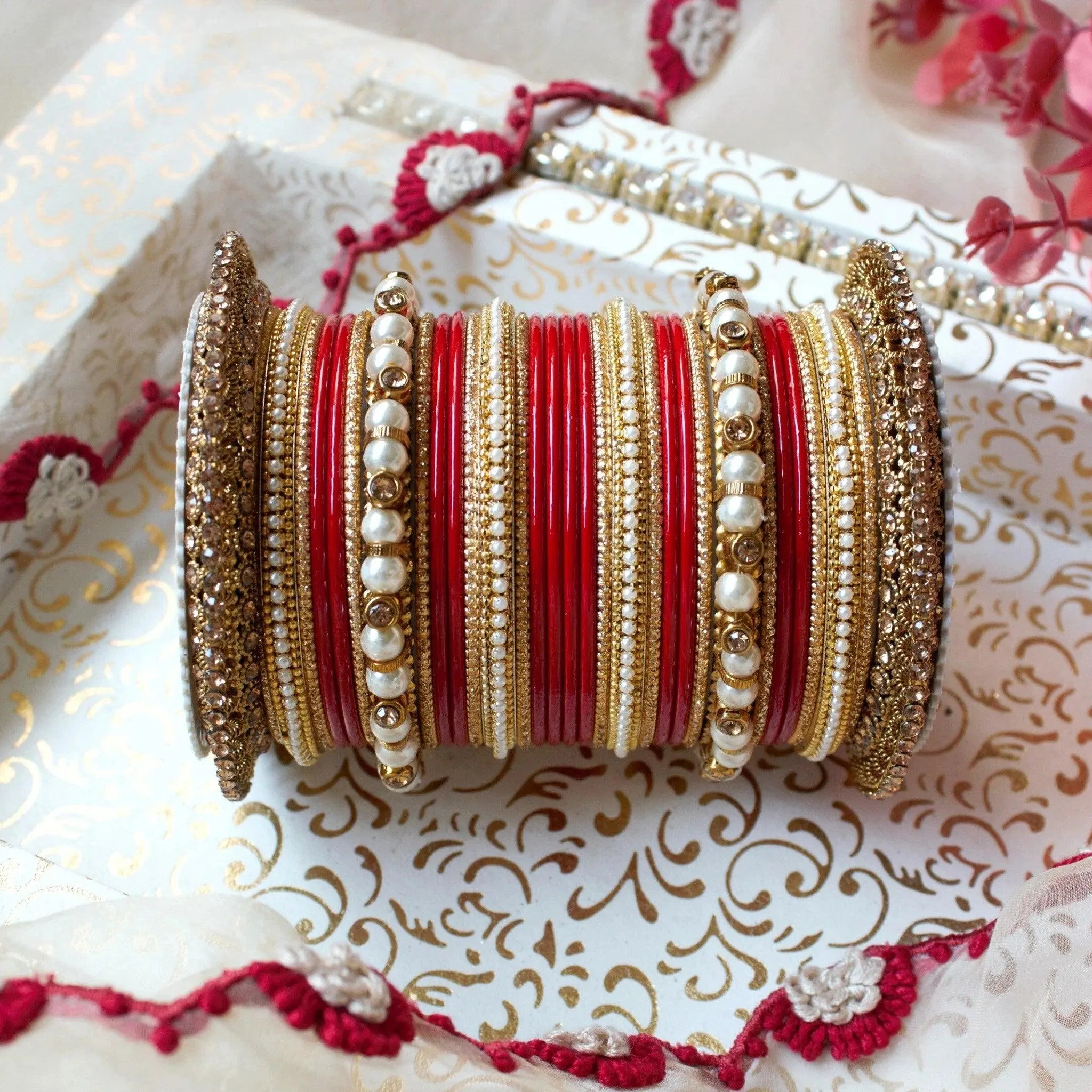 Bridal Bangles Set with Pacheli Kada, Bridal Bangles