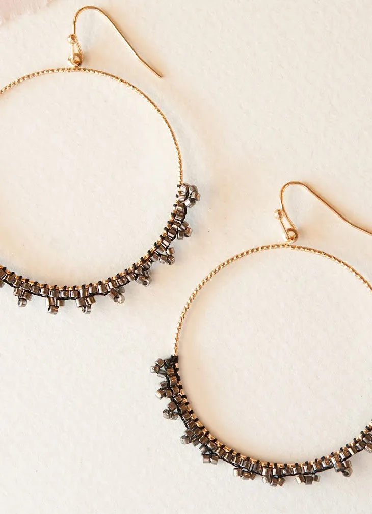 Bronx Beaded Gold Hoop | Intricate Beaded Dangle