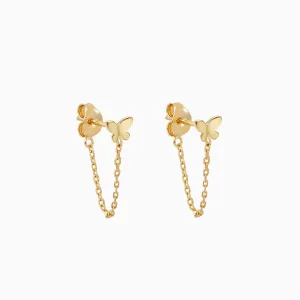 Butterfly with Chain Dangle Earrings