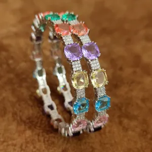CARTIERR INSPIRED MULTICOLOUR SILVER PLATED BANGLES