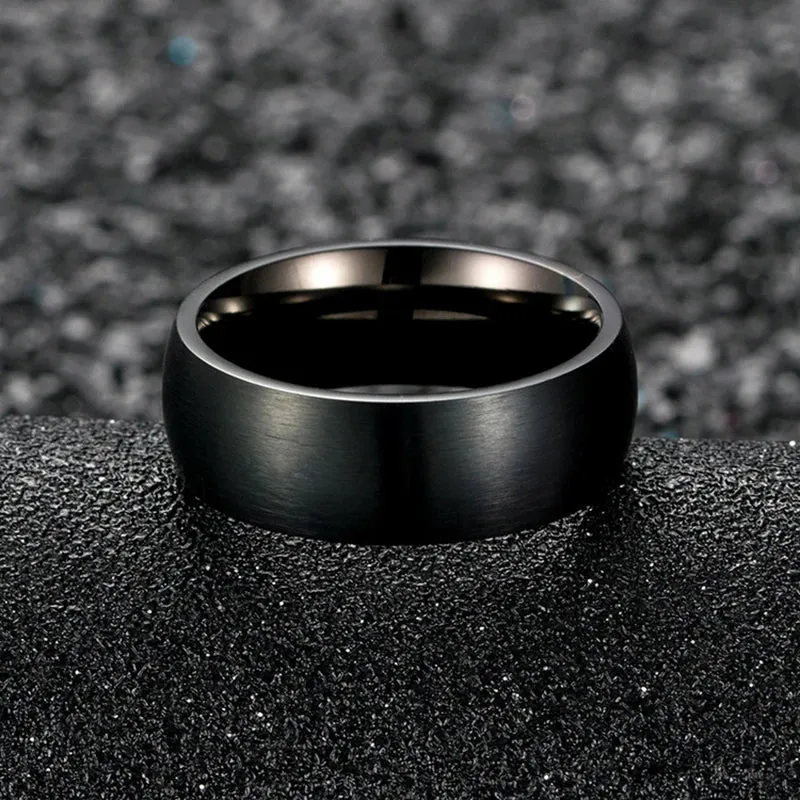 Classic Men Stainless Steel Rings Black Solid Simple Vintage Rings For Men Wedding Bands Christmas Party Jewelry Gift Wholesale